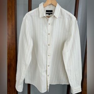 NEW Banana Republic Shirt Mens Large Untucked Fit Linen Button Up Costal Beach